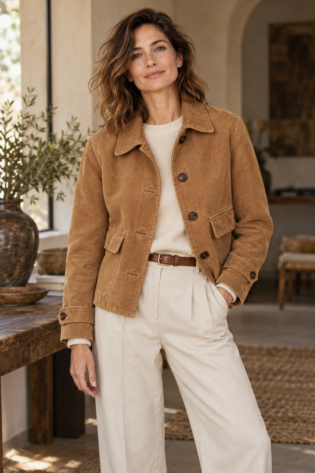 Imagen conceptual de Chaqueta camel de inspiración vintage creada con IA; diseño pendiente de confirmar.